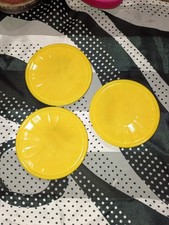 Akro Agate small interior Panel Yellow Plate set of 3 Glows candmim under uv