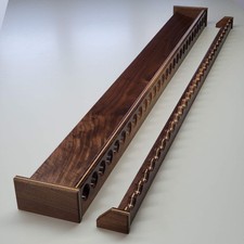 Custom Fishing Rod Rack, Solid Walnut Wood with Maple Inlay  28 Rods, 58 Inches