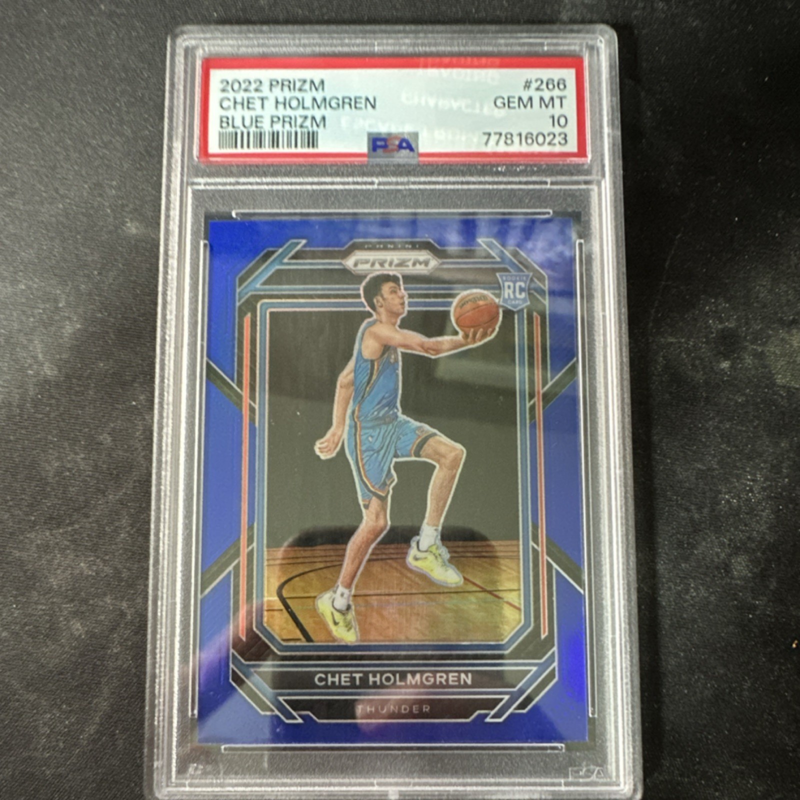 Panini Prizm 2022-23 Chet Holmgren Blue Prizm Rookie #266 PSA 10 /199 colormatch