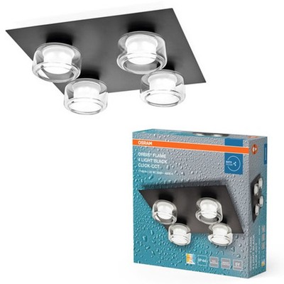 Osram LED Deckenleuchte Orbis Flame Schwarz IP44 4x 5,5W 3000K/4000K Click CCT