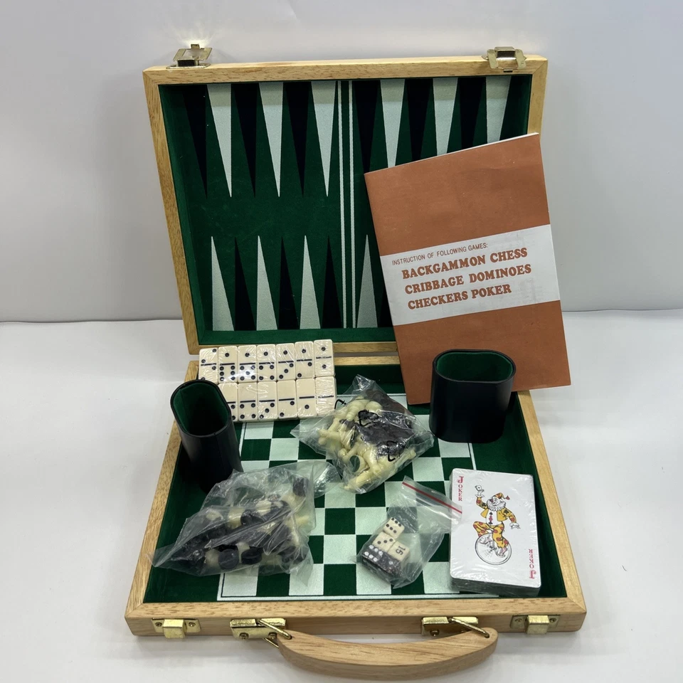 Wooden Classic Games Chess, Backgammon, Dominoes, Checkers, Cards  - Image 2 of 4