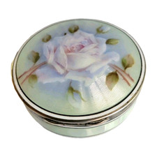 Antique Germany 935 Sterling Silver & Green Guilloche Enamel Snuff Box.