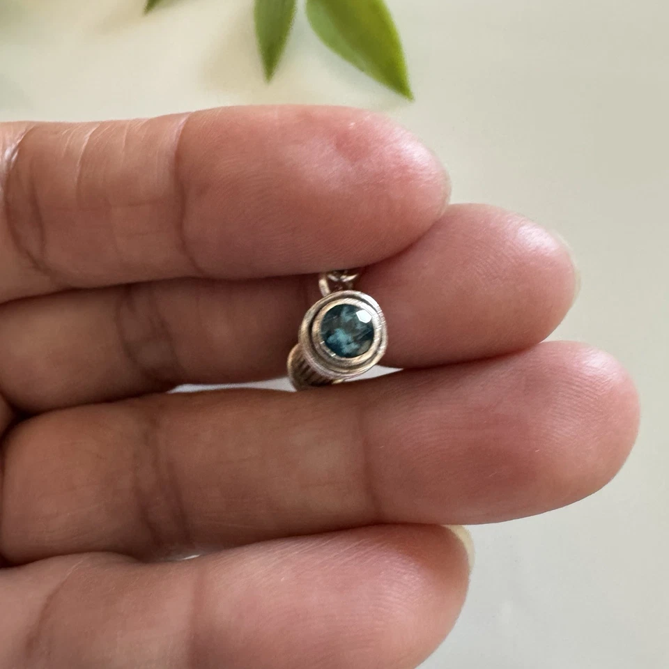 Brazalete Lori Bonn Plata Esterlina Topacio Azul Piedra Eslabón Palanca Tamaño 6-3/4" Foto 4 de 4