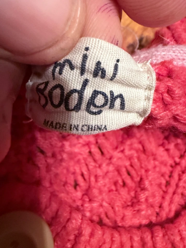 Мини Boden коренастый свитер девочек 8-10 YRED кабель трикотажа 3 кнопки кардиган E5 - Изображение 2 из 4