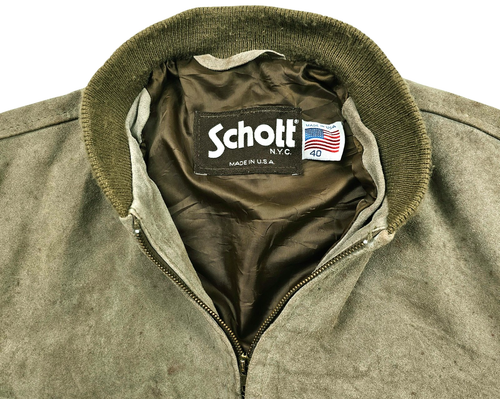 *HOT VINTAGE 70's Men's SCHOTT @ BOMBER GENUINE SUEDE LEATHER CACOA Jacket 40 M - Picture 1 of 22