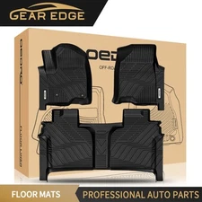 Floor Mats For 2019-2025 Silverado Sierra 1500 2500HD 3500HD Crew Cab TPE Liners