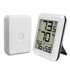 Indoor Outdoor Thermometer Hygrometer Wireless, Digital Temperature Humidity ...