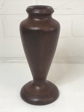 Vtg Wood Bud Vase hand Turned 1970s MCM Signed 7.875 Tall Signed
