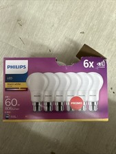 Philips LED Frosted A60 Light Bulb 6 Pack Warm White 2700K - B22 Bayonet Cap New