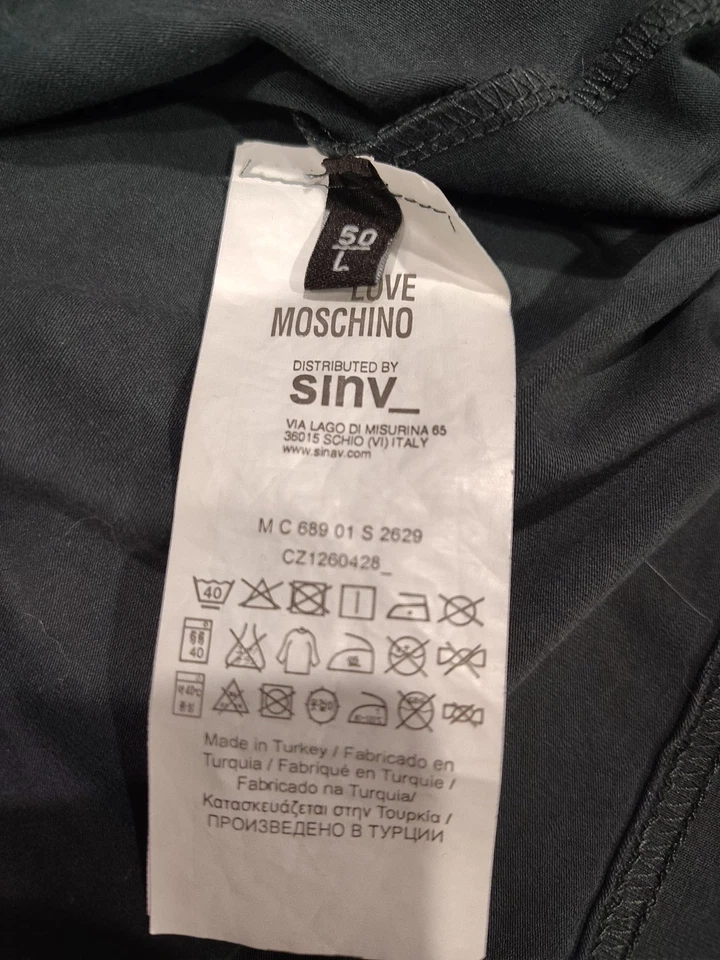 Camiseta Love Moschino De Colección Para Hombre Lujo Y2K Logo Grande Verde Azulado Camiseta Talla L Foto 4 de 4