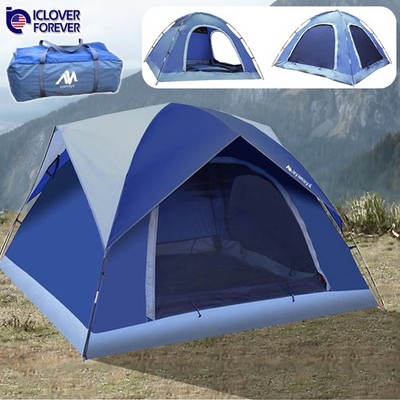 4 Person Camping Tent Dome Family Shelter Removable Rainfly for Hiking Traveling