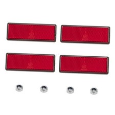 4Pcs Red Rectangle Plastic Rectangle Warning Reflector 1.25"x3.45"