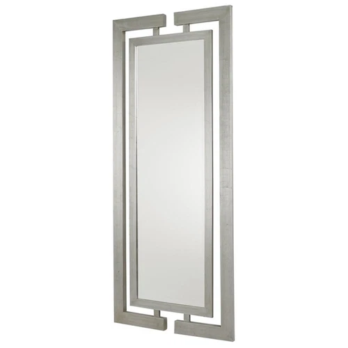 Uttermost Jamal Contemporary Wood Mirror in Scratched Silver Finish - Picture 2 of 4