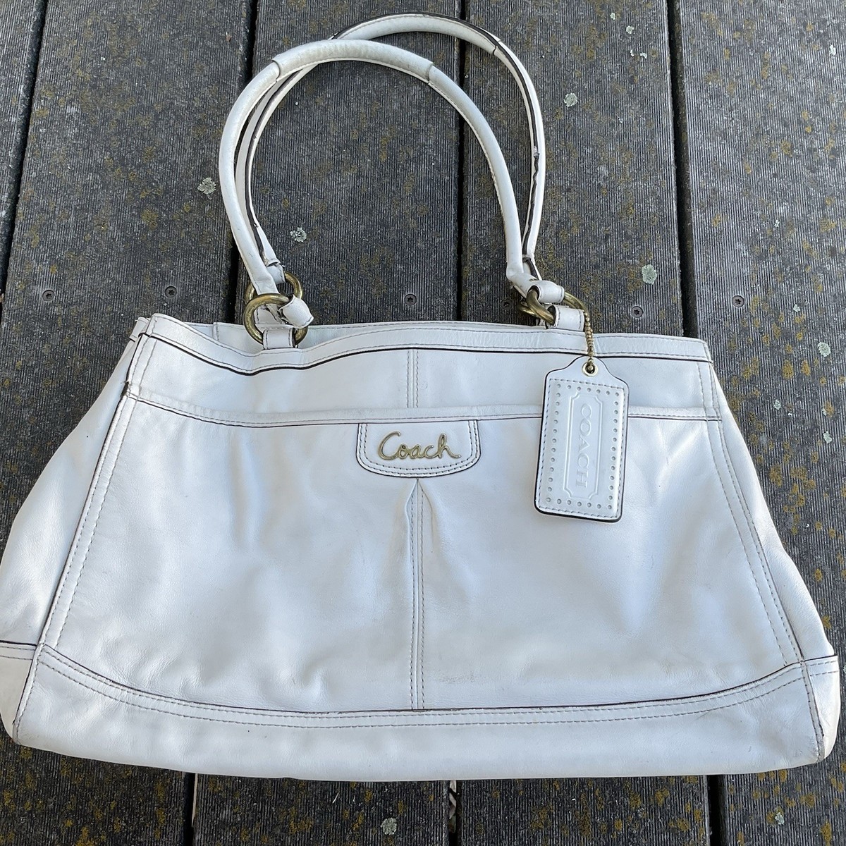 COACH PARK WHITE SMOOTH LEATHER CARRYALL F19728 LEXI Y2K 90's tote
