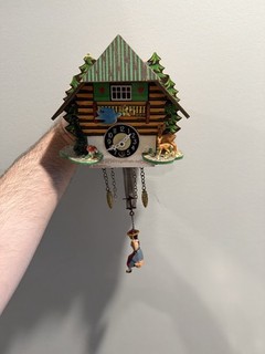 Cuckoo Wall Clock German Small Swinging Lady Bird No Key Untested