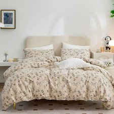 King Floral Duvet Cover, 100 Soft Cotton 3-Piece Bedding Set, Vintage Chic G...