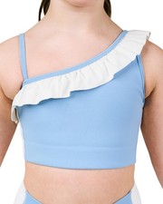 Girls Dance Crop Top   Stand Out Ruffle Active Top with Adjustable Strap f
