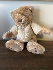 BURBERRY PLUSH TEDDY BEAR YEAR 2008 PLAID QUILTED COAT TAN 12" COLLECTIBLE EUC