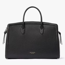 NWT Kate Spade Knott Commuter Office Laptop Bag Black Leather Purse Handbag