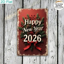 2D Flat Vintage New Year 2026 Sign Wall Decor Traditional Art Decorations