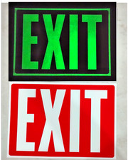 Exit Sign Glow-in-The-Dark Exit Sign, 10 by 7 Inches, INDOOR / OUTDOOR PACK of 2