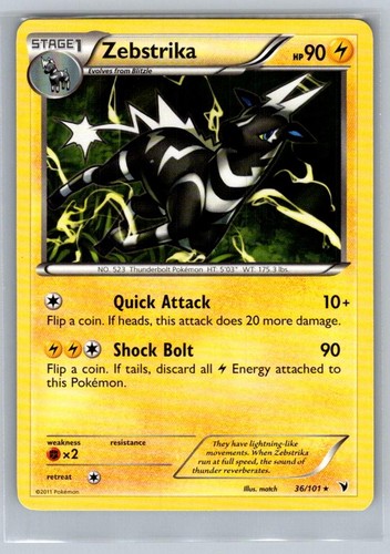 ZEBSTRIKA 36/101 R NOBLE VICTORIES POKEMON DAMAGED ZEBSTRIKA
