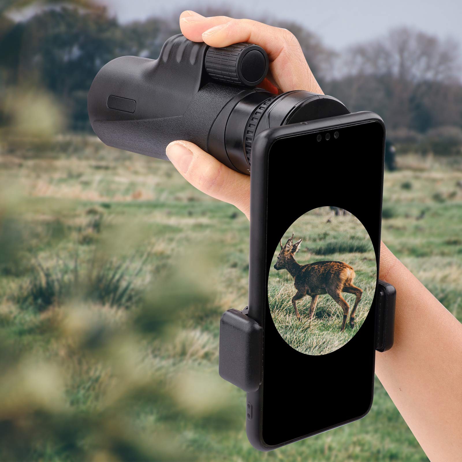Telescope Phone Adapter, Universal Cell Phone Mount Compatible Binoculars, Mo...