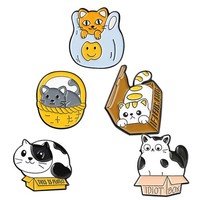 5 StüCk Cartoon SüßE Katze Emaille Broschen Pins Schmuck Legierung Brosche