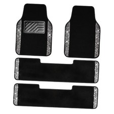 3 Row Bling Diamond Car Mats Shining Carpet Rhinestones Sparkly Black White