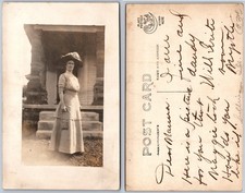 RPPC Edwardian Woman Large Hat Photo Postcard