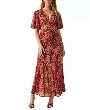 ASTR the Label Women's Floral-Print Flutter-Sleeve Kenzie Dress Size L