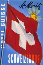 🇨🇭St. Moritz Swiss Hotel Poster - 1940s Design🌞 - 24x36” - Hi-Res💎 Print -