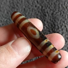 Tibetan  Old  Agate 3 Phoenix Eye Dzi Bead