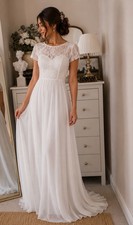 Monsoon Megan Bridal Wedding Dress BNWT Ivory Size 12 Lace V Back Gown RRP £309
