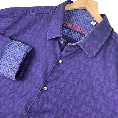 Robert Graham Shirt Men 3XL Purple Geometric Flip Cuff Business Office Preppy