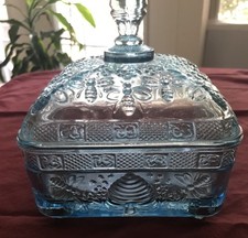 Vintage Tiara Indiana Glass Honey Bee Box Square Dish 1970s