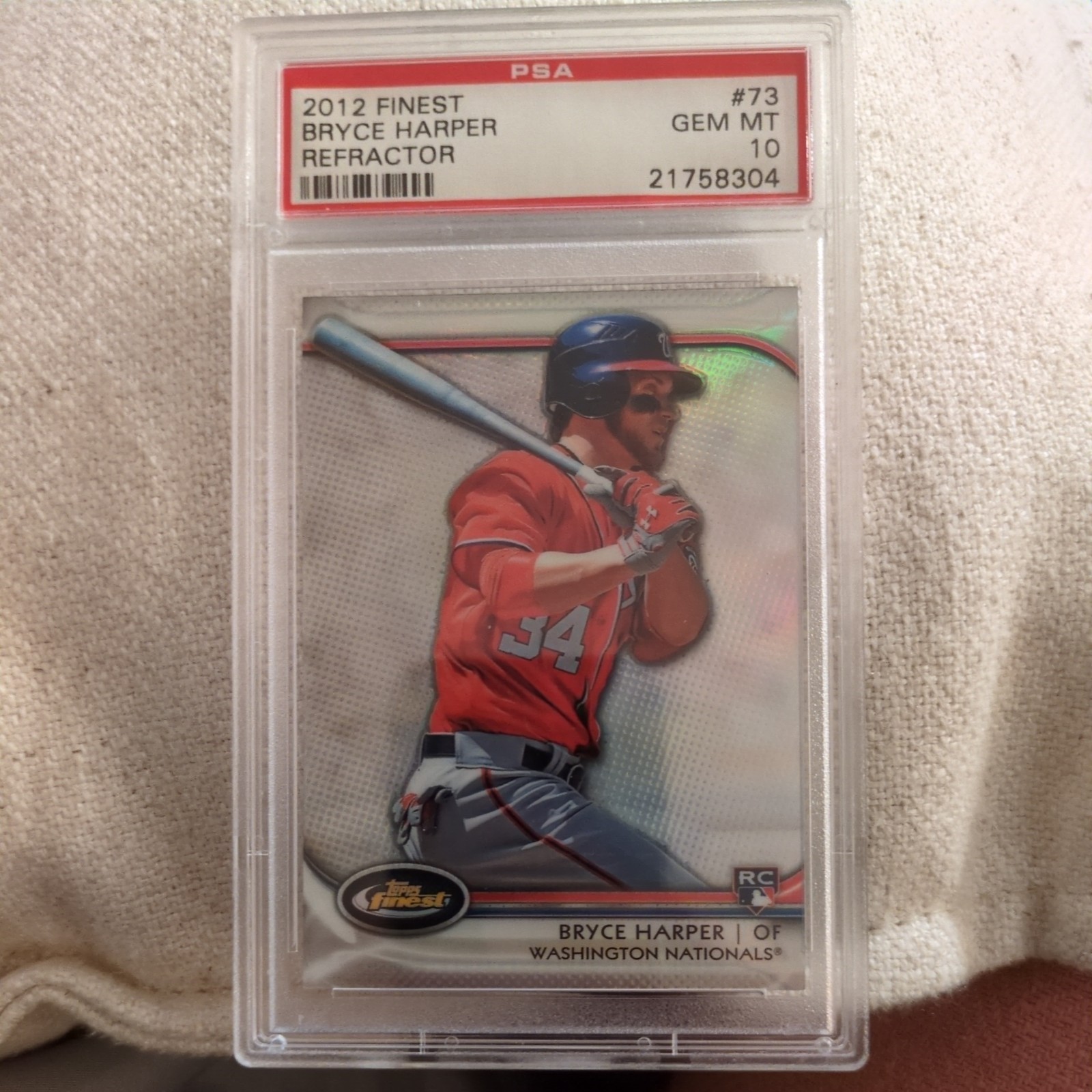 2012 Topps Finest - Bryce Harper #73 Refractor (RC) PSA GEM MT 10