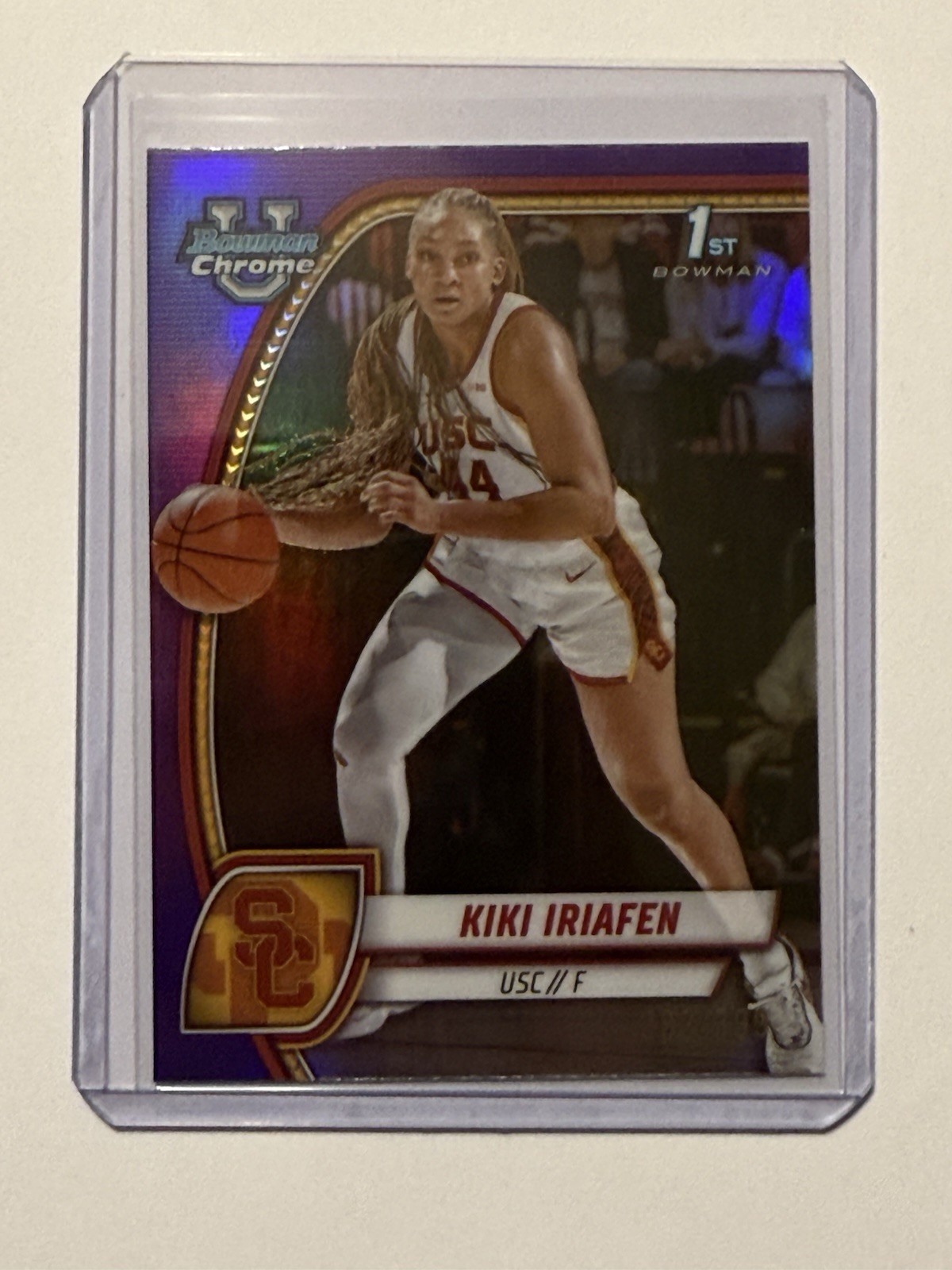 Kiki Iriafen 2024-25 Bowman Chrome U 1st Purple Refractor /399 #47 USC