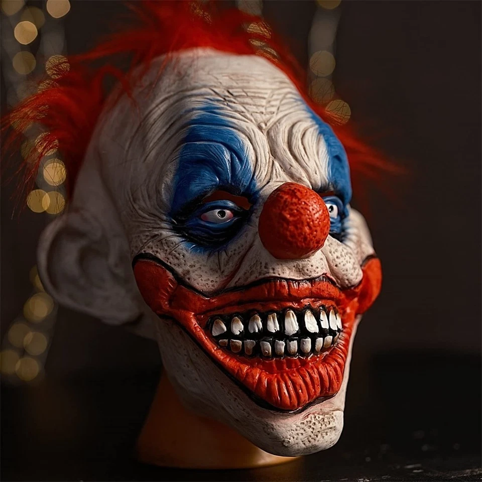 Maschera Clown Horror Realistica in Lattice – Evil Joker Funny Halloween Cosplay - Immagine 3 di 4