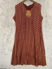 Moiz Kurta Kameez Tunic Dress Womens One Size Maroon Orange Sequin Beaded