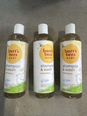 3x Burt's Bees Baby Shampoo By and Wash Original 99% Natural 12 oz.