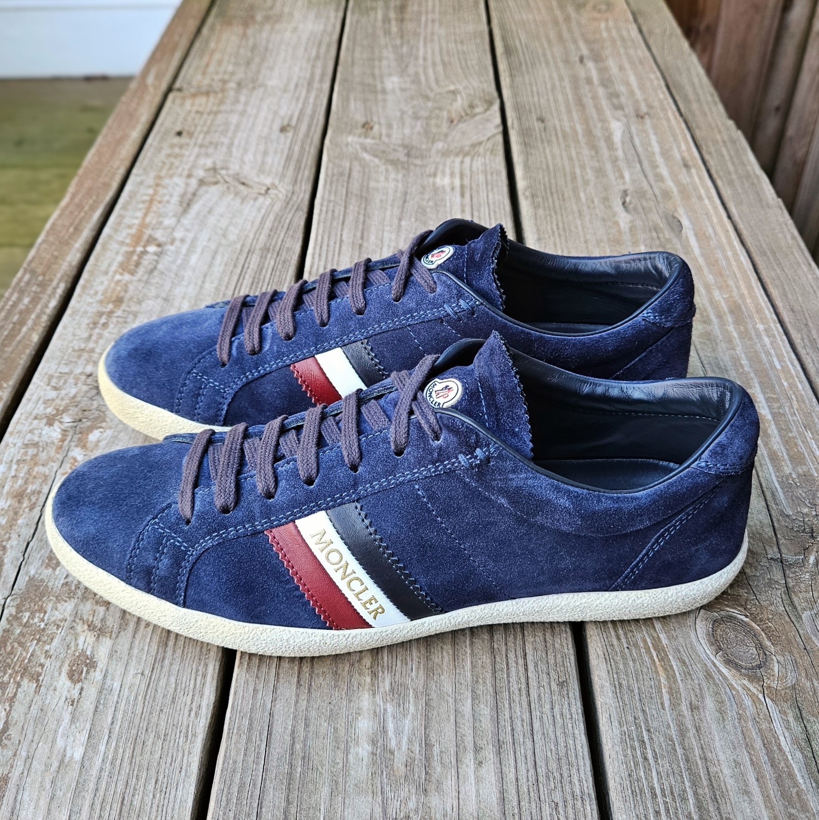Moncler Monaco Suede Navy Blue Low Top Sneakers Size 9 D US $580 thumbnail 3