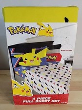 Pok mon 4 Piece Full Sheet Set Microfiber Anime Pikachu New