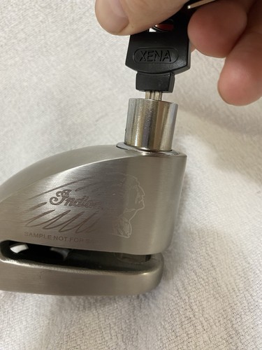 xena motorcycle lock X 101303. With Indian motorcycle logo