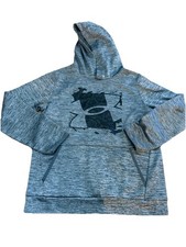 UA Under Armour Boys YLG Large Fleece Graphic Logo Hoodie Cold Gear Grey 802