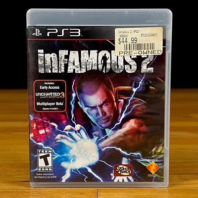 inFamous 2 Sony PlayStation 3 PS3 Black Label CIB Complete w Manual and Insert