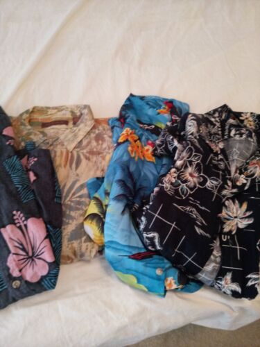 Lot Of Four Men's Hawaiian Print Shirts Button Up Size Large - Picture 1 of 11