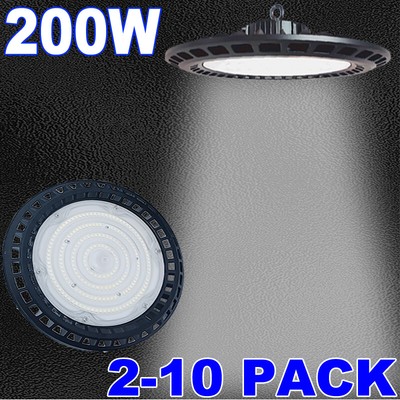 LED Bay Lights 200W Factory Warehouse Commercial Light Fixtures 2-10PACK 6500K