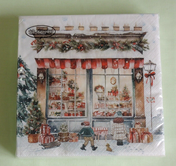 20 Servietten Weihnachten Schaufenster GeschäFt 1 Packung Ovp Motivservietten Ti-image