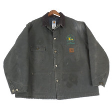 VTG Carhartt Jacket Men XXL Green Blanket Lined Chore Coat USA Union Made C02MOS